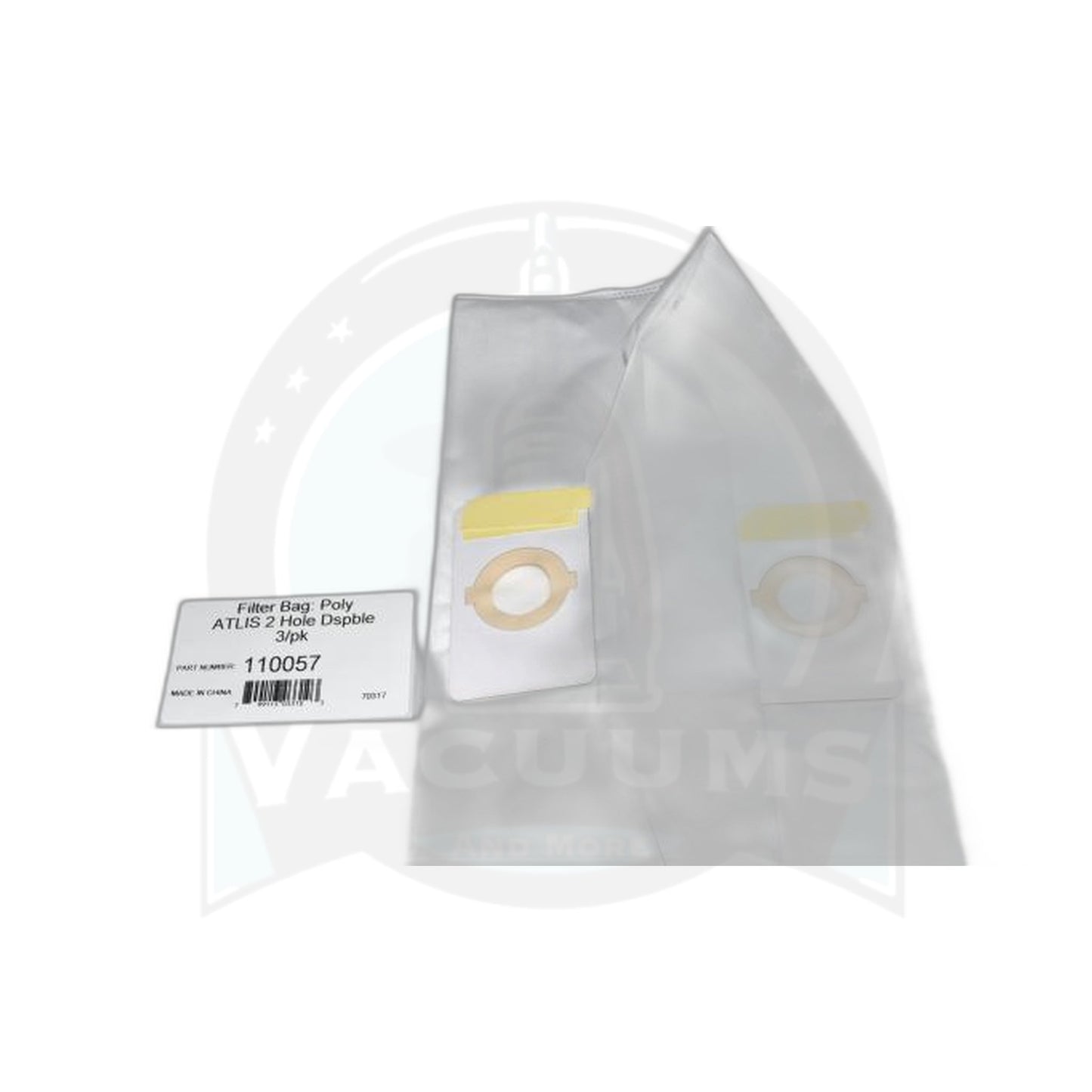 Central Vacuum 2-Hole Filter Bags 3-Pack - Beam/Electrolux (ATLIS Synthetic) - Beam