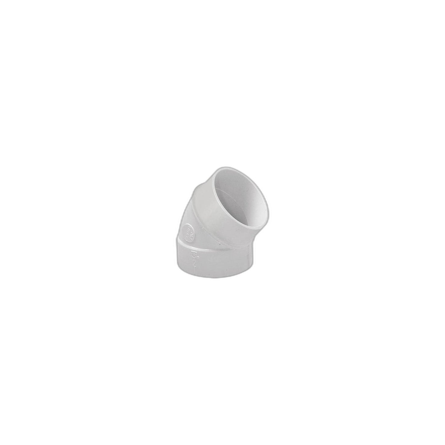 Vaculine 45° Medium-Radius PVC Elbow, 2 in. (Spigot x Socket)