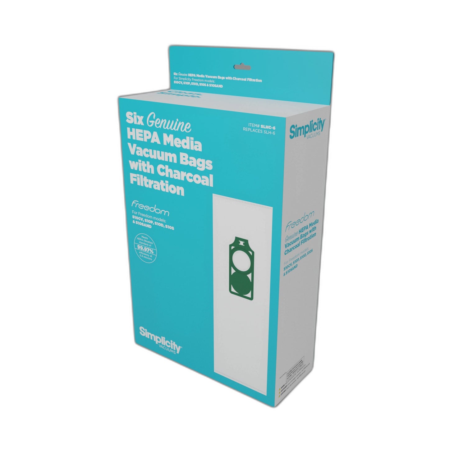 Simplicity S10 Series Charcoal-Lined HEPA Media Bags, 6-Pack
