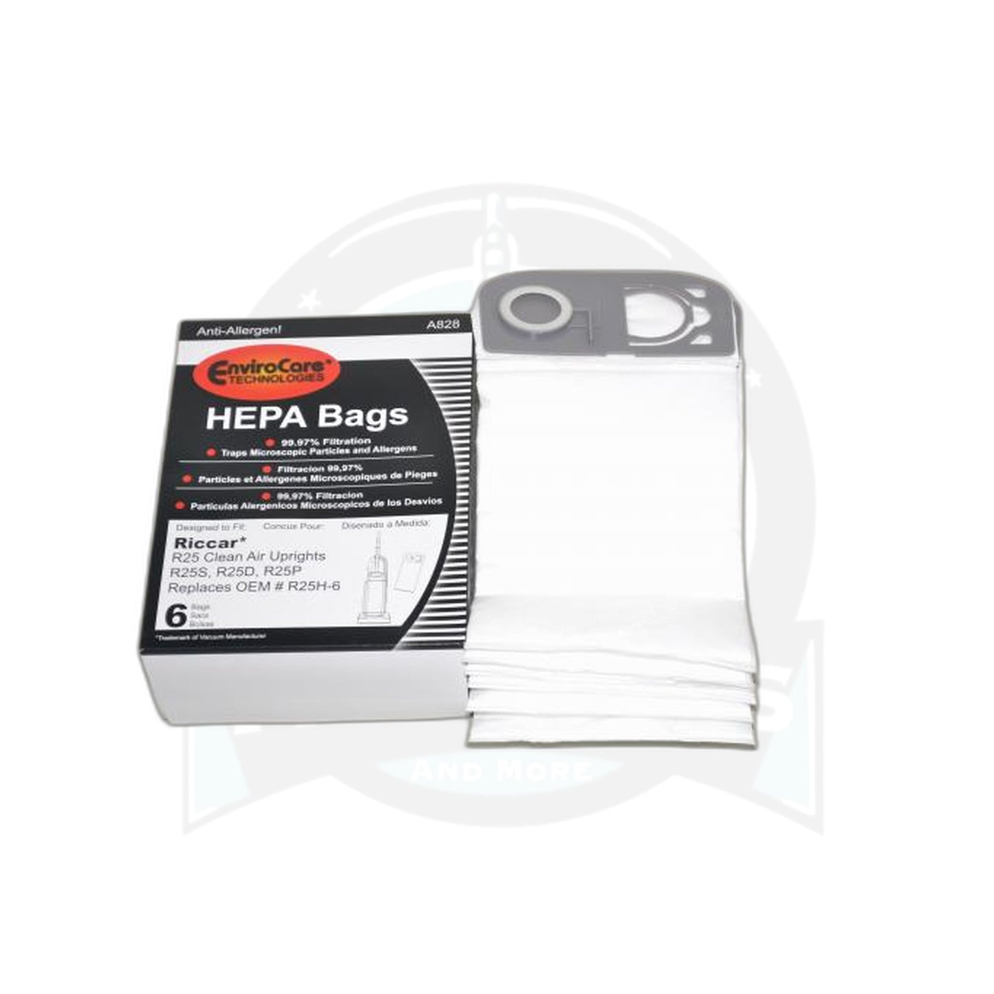 Riccar R25 Series Upright HEPA Paper Bags 6-Pack
