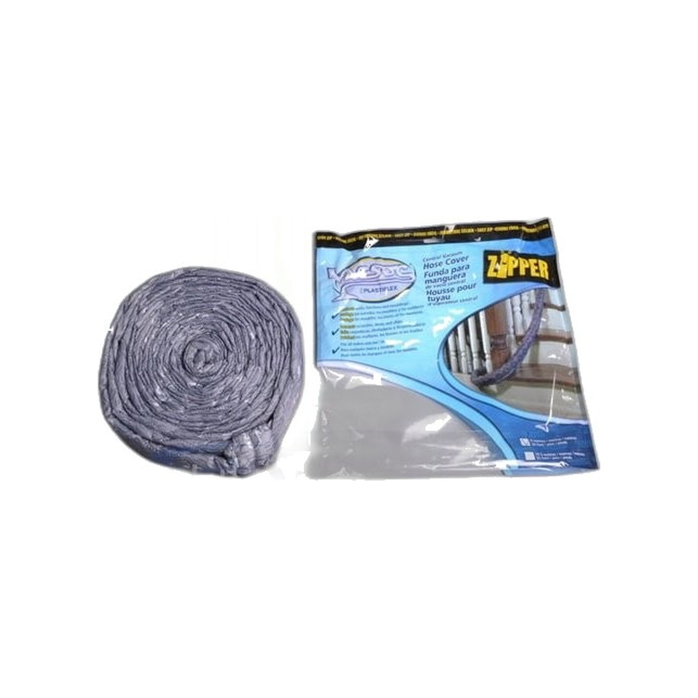 Zipper Hose Sock - Plastiflex, 30 ft, Gray