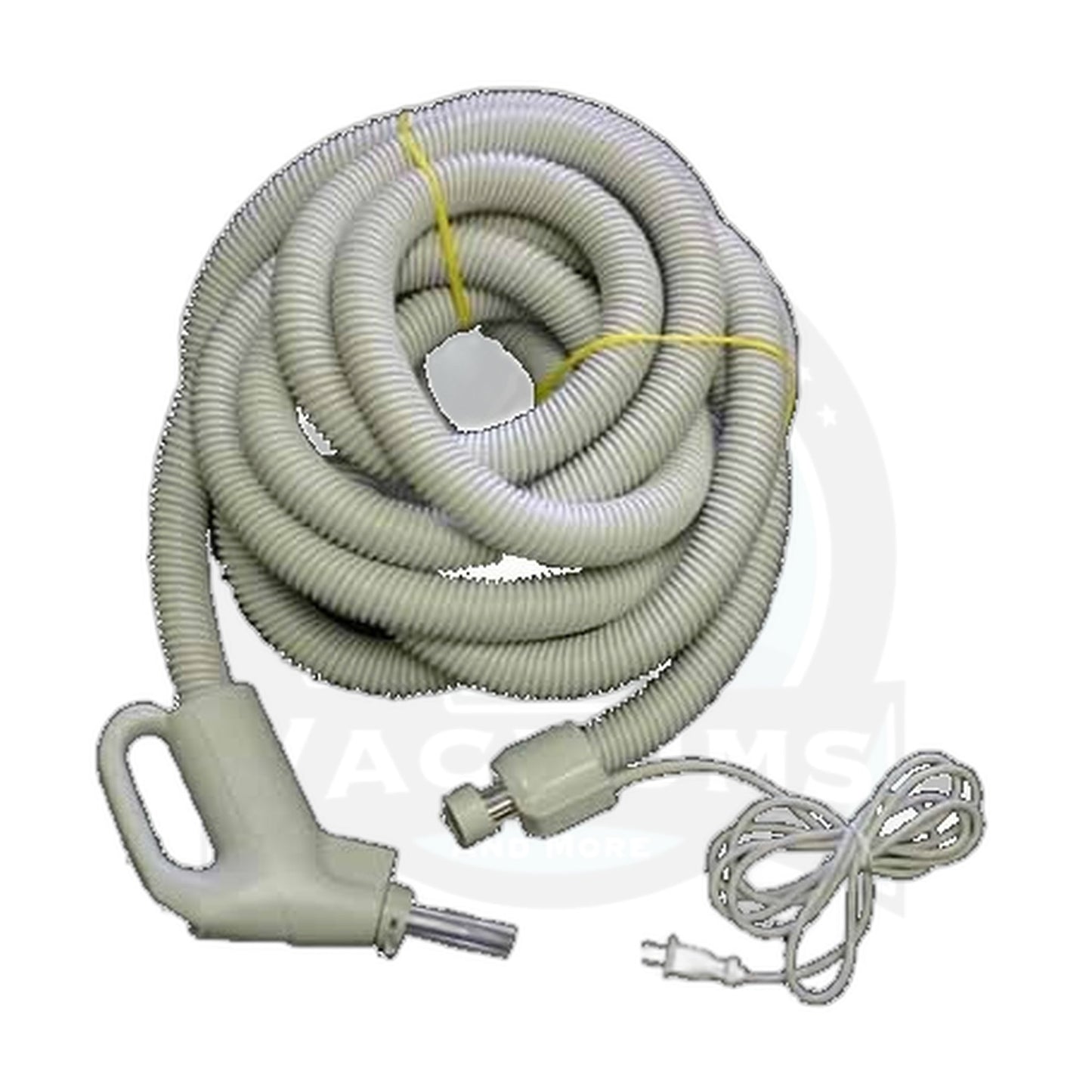 Plastiflex 35 ft Dual-Voltage Central Vacuum Hose with Pigtail, Grey