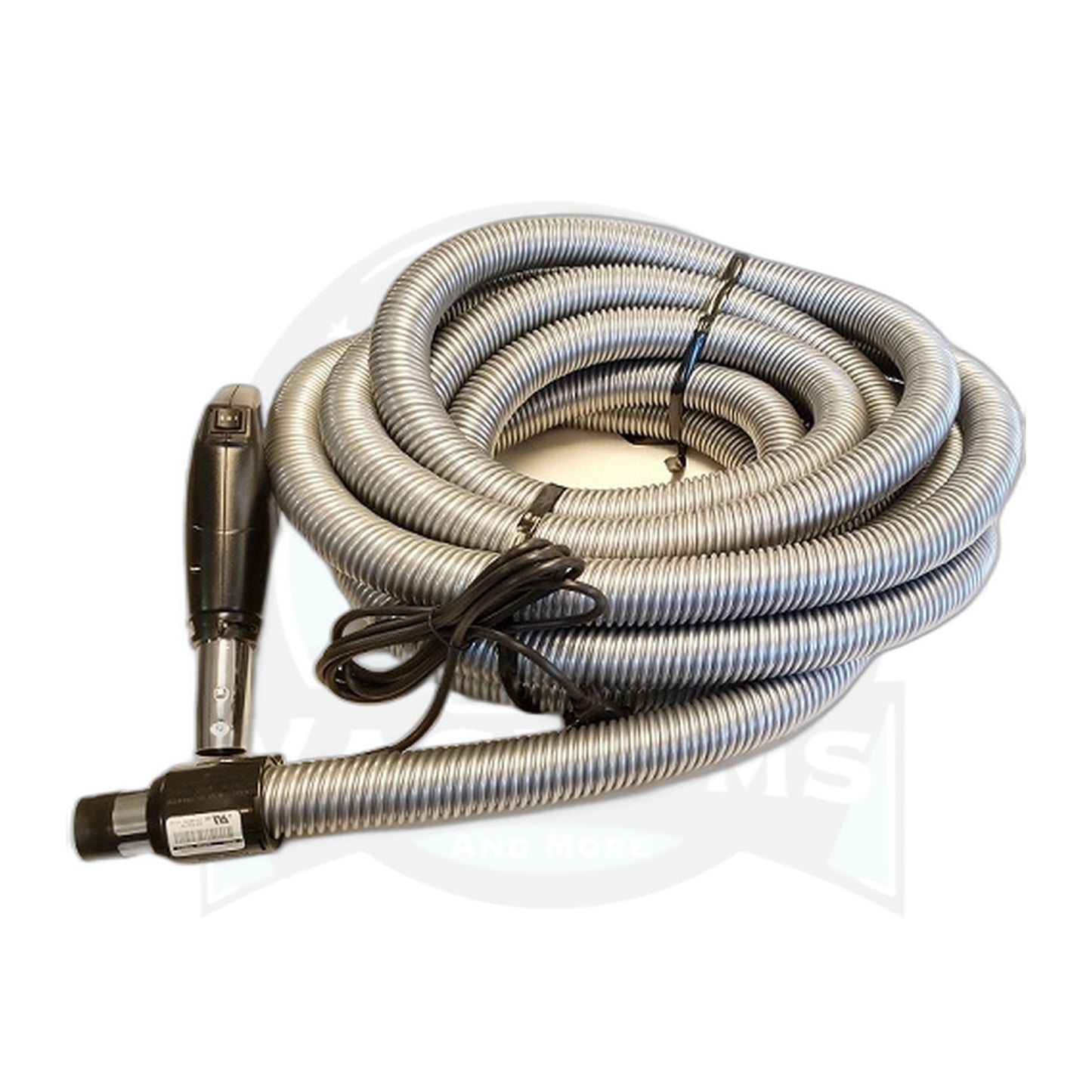 Plastiflex 35 ft Dual-Voltage Central Vacuum Hose with Pigtail, Silver