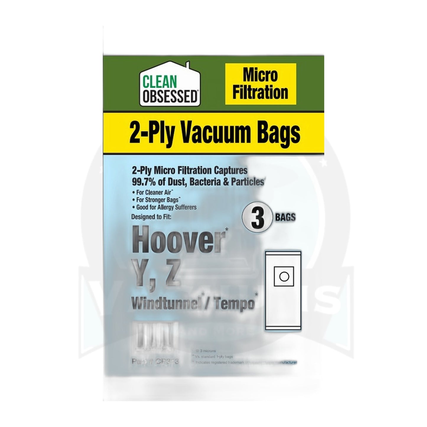 Clean Obsessed Hoover Type Y Micro Filtration Vacuum Bags, 3-Pack