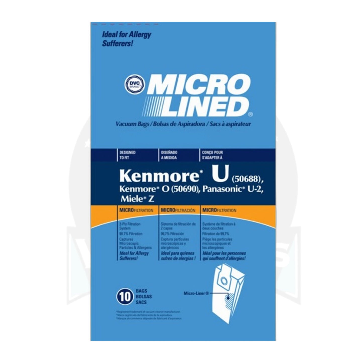 Kenmore Type U Micro Paper Bags for 50688 Uprights (10-Pack)