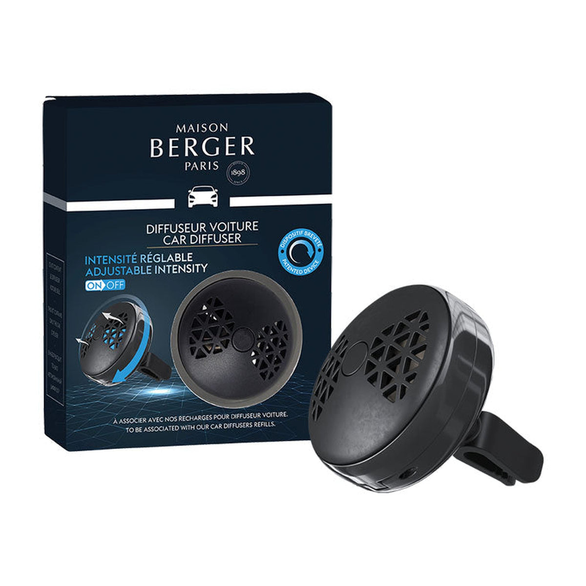 Maison Berger Smart On/Off Car Diffuser Clip – Black, No Fragrance