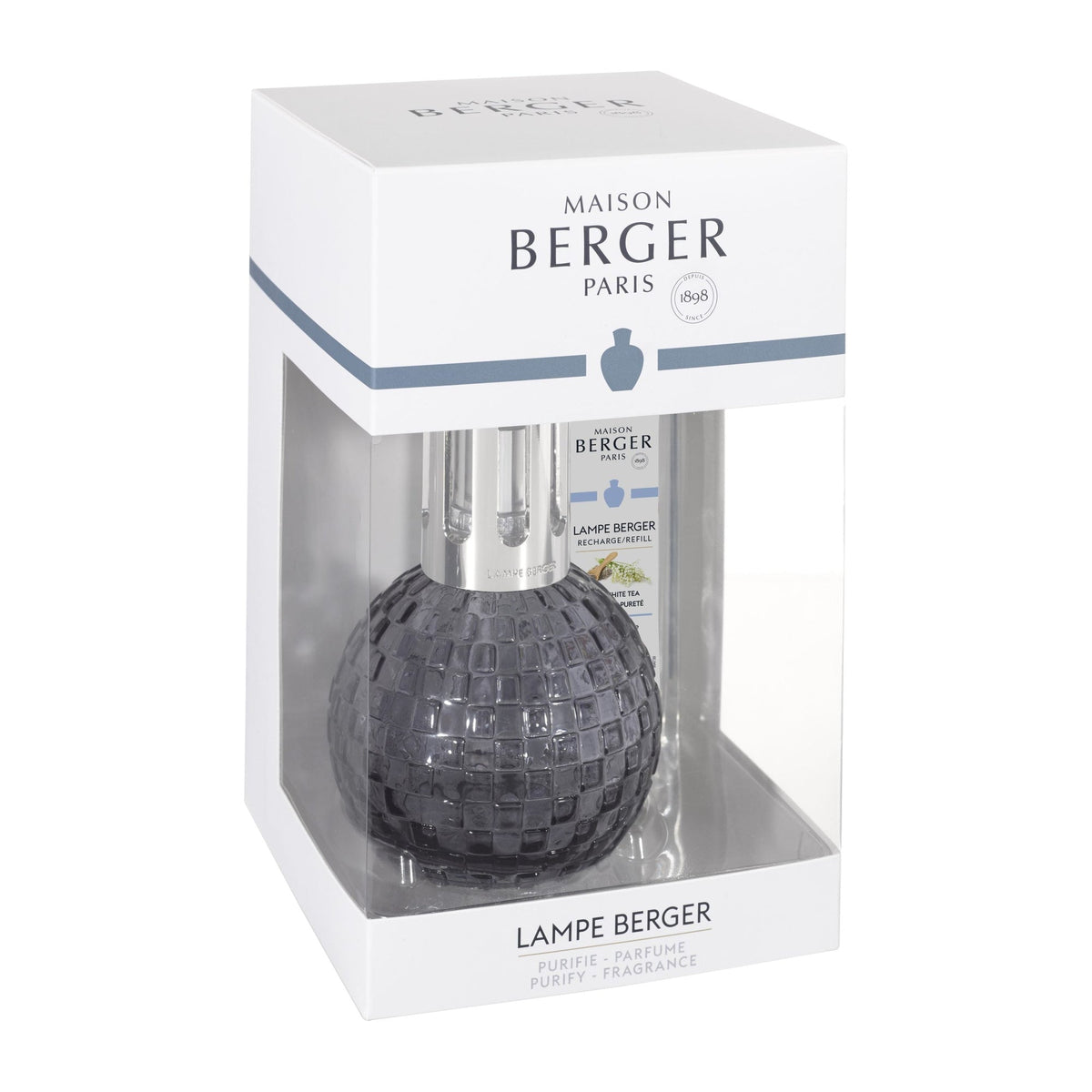 Maison Berger Disco Grey Fragrance Lamp Gift Set with Pure White Tea