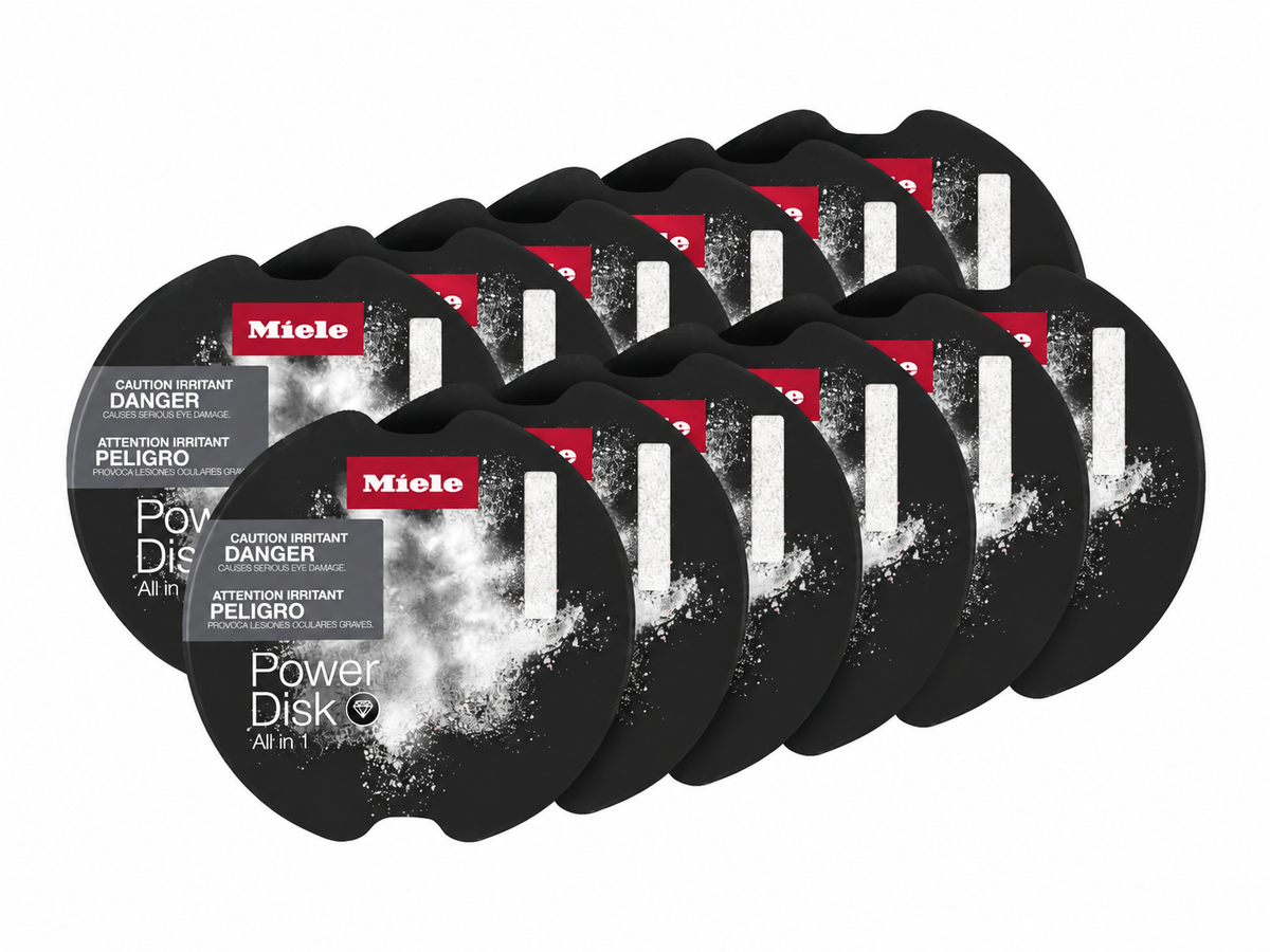 Miele PowerDisk All-in-1 Dishwasher Detergent – 12 Pack on white background