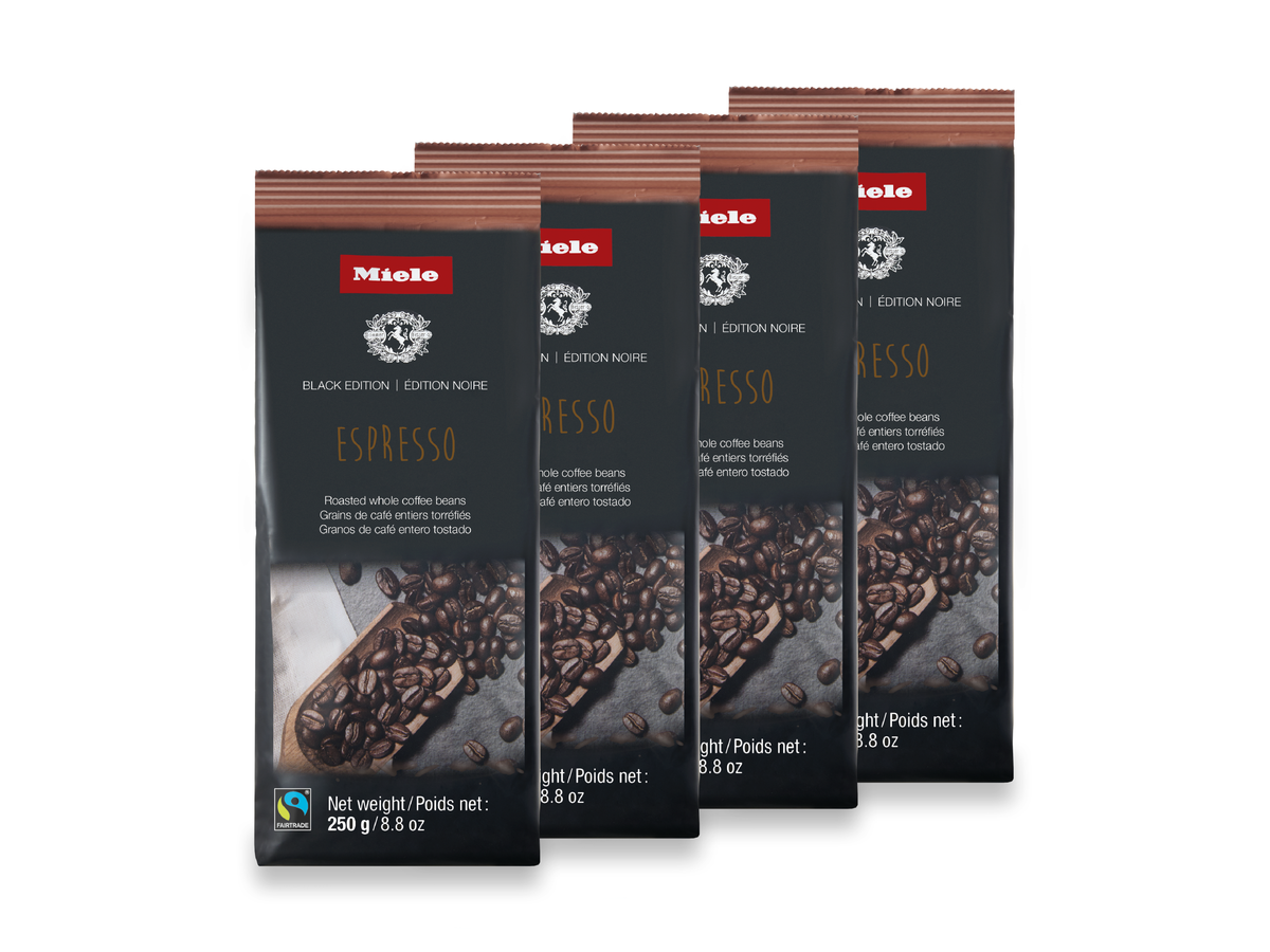 Miele Black Edition Espresso whole coffee beans, four 250 g bags, 12792190