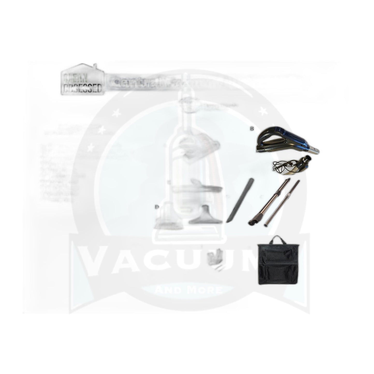 Clean Obsessed SEBO Central Vac Kit - 35' Pigtail Hose, 12" Black Powerhead