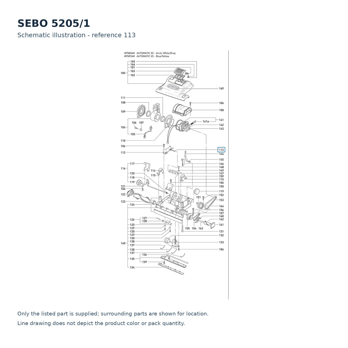 SEBO 5205/1 schematic illustration; reference 113; only the listed part supplied