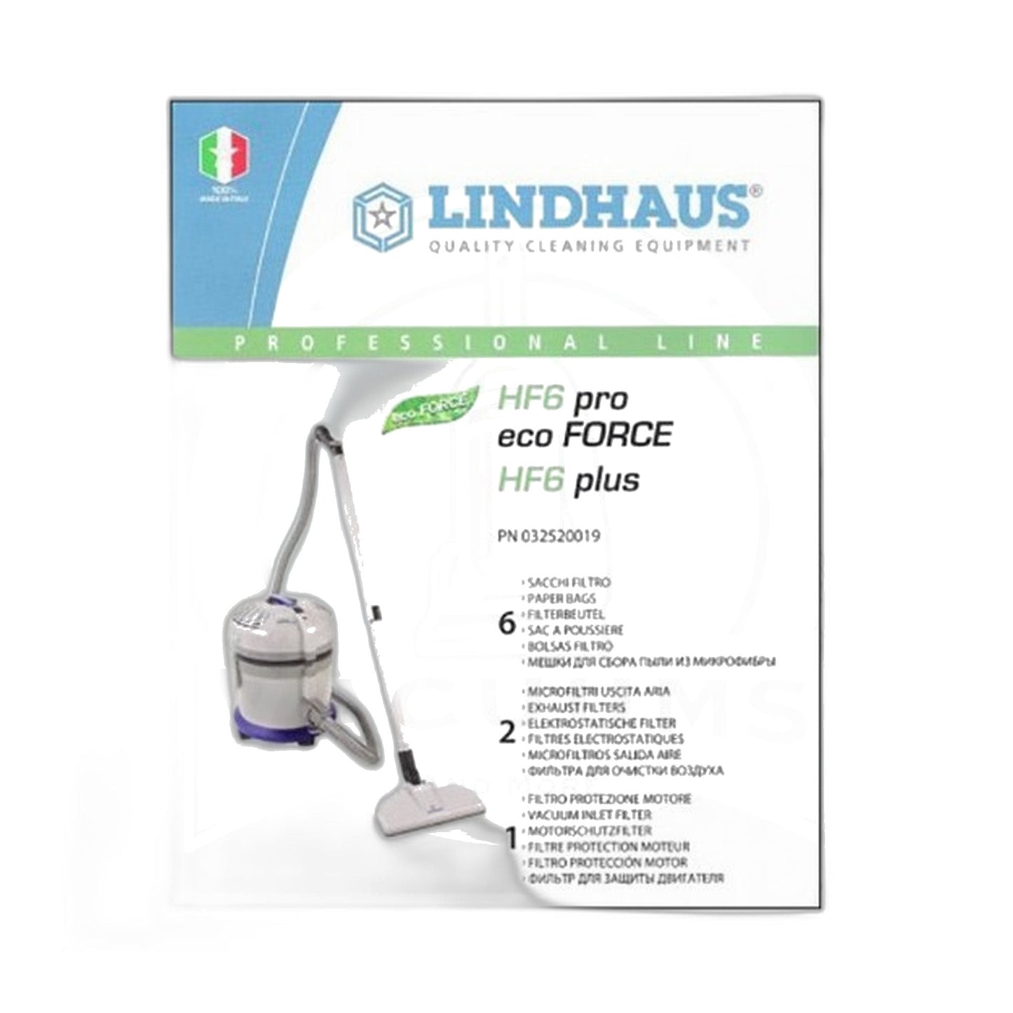 Lindhaus HF6 Microfiber Dust Bag Package - 6 Bags + Filters