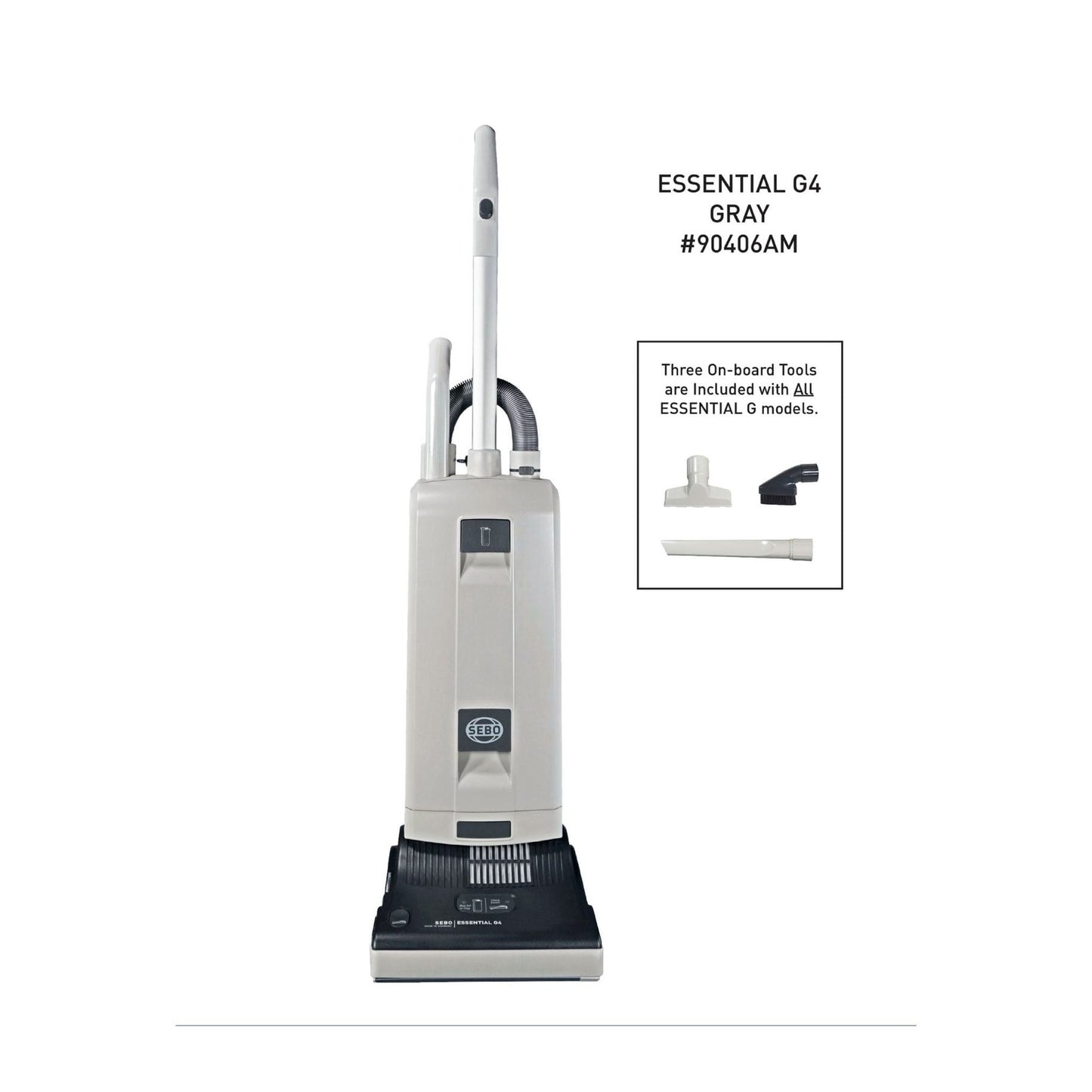SEBO ESSENTIAL G5 Bagged Upright Vacuum, Light Gray and Dark Gray