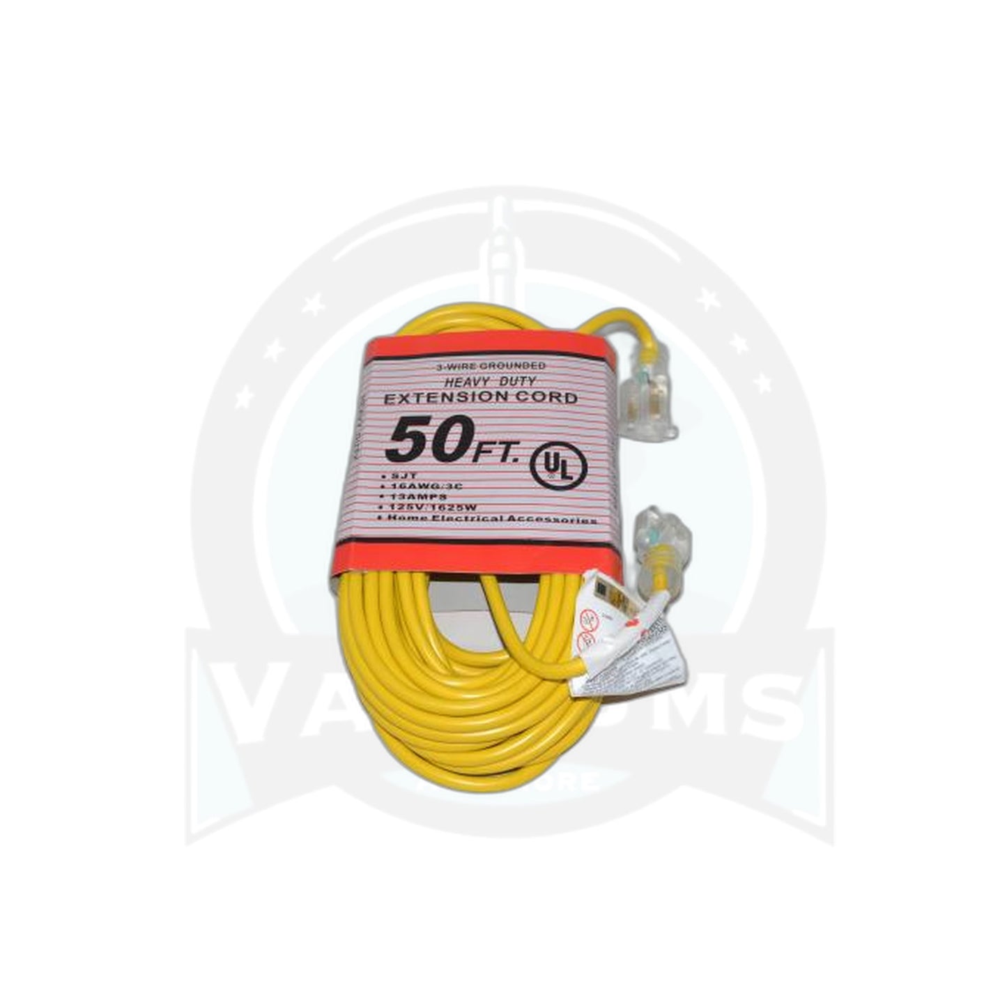 Commercial 50-Foot Extension Cord - Yellow, Lighted Ends - Titan