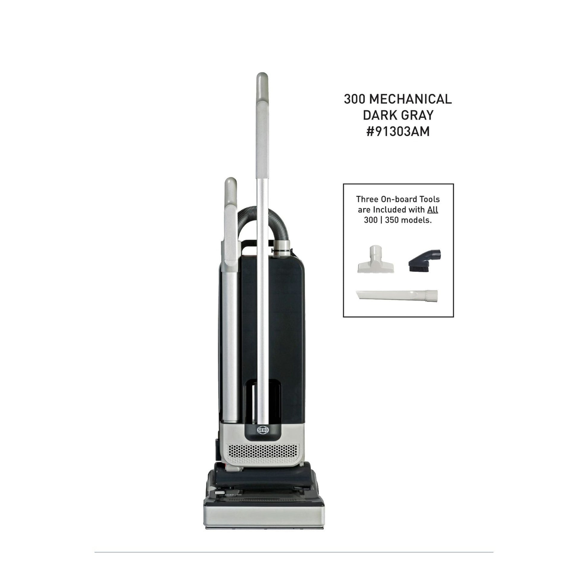 SEBO 300 MECHANICAL Bagged Upright Vacuum, Light Gray and Gray Black