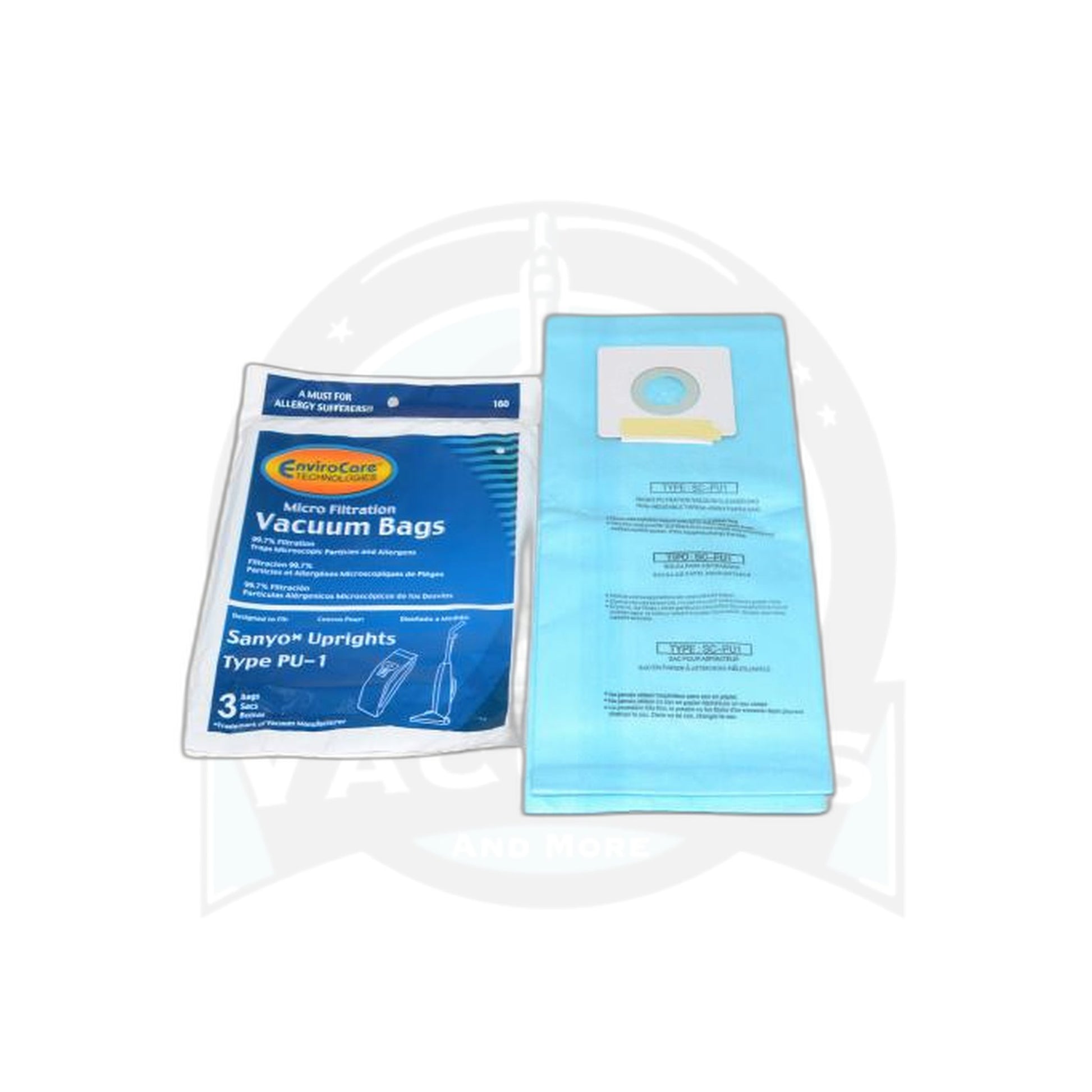 Sanyo PU-1 Micro Envelope Replacement Upright Paper Bags - 3 Pack - Sanyo