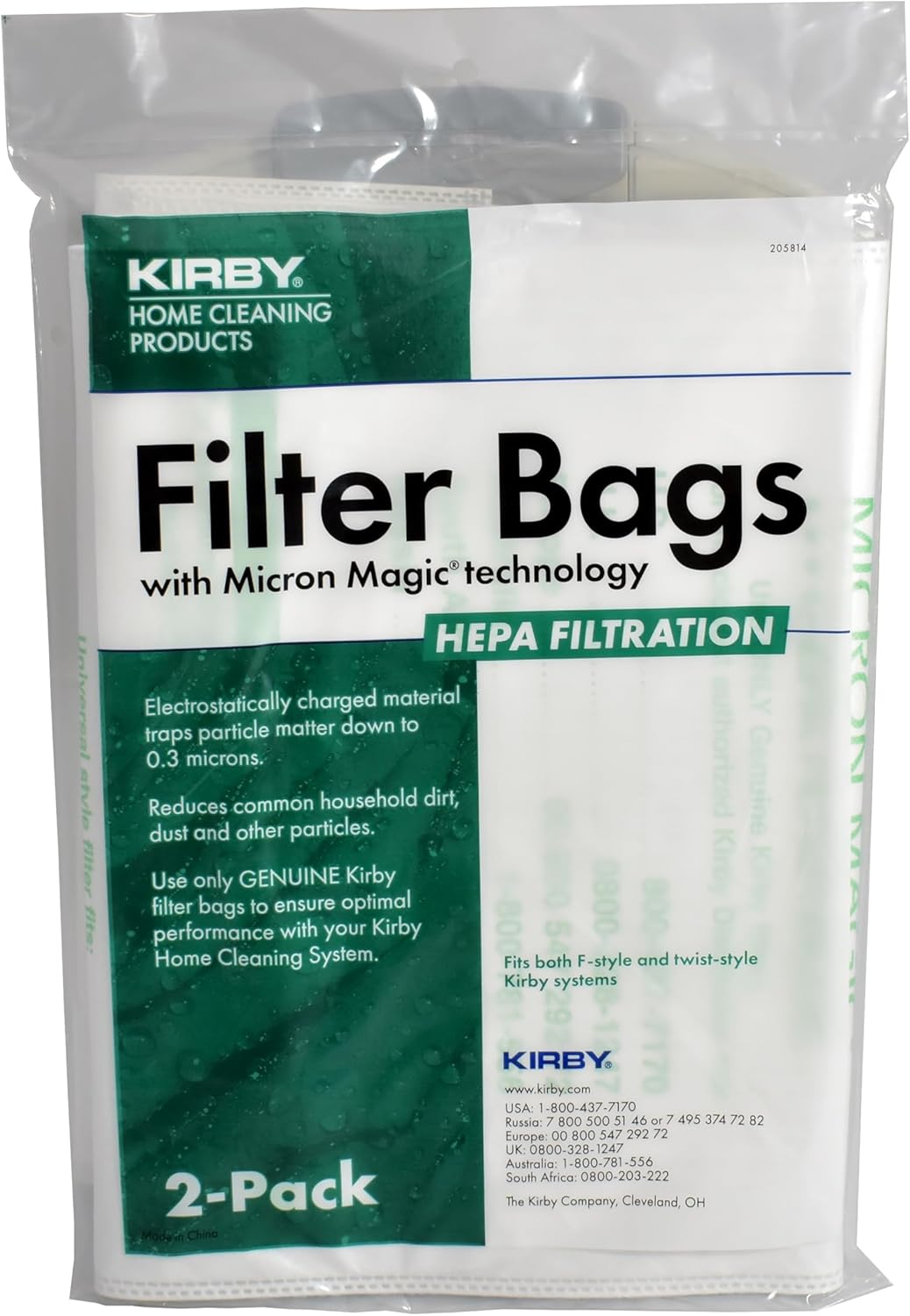 Kirby 205814A MicroAllergen Plus Filter Bags, 2 Pack