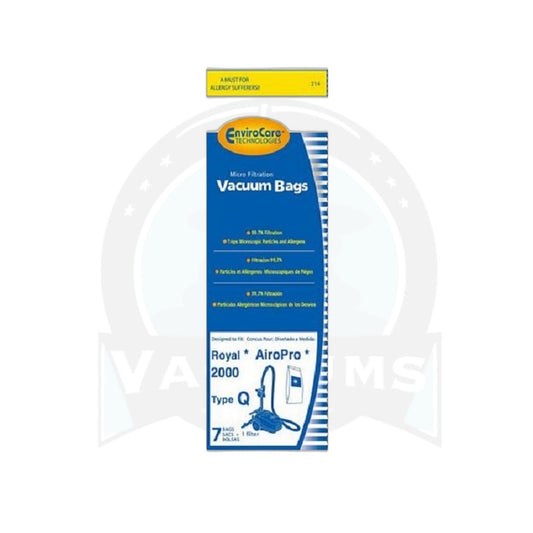 Royal Type Q Enviro Paper Bags 7-Pack + Filter, AiroPro 2000 & Can Vac 82425