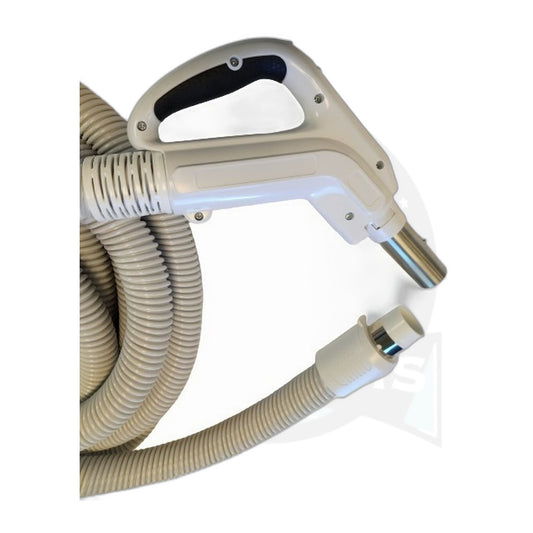 Universal 30 ft Low-Volt Button-Lock Central Vacuum Hose, Light Gray - 1-3/8"