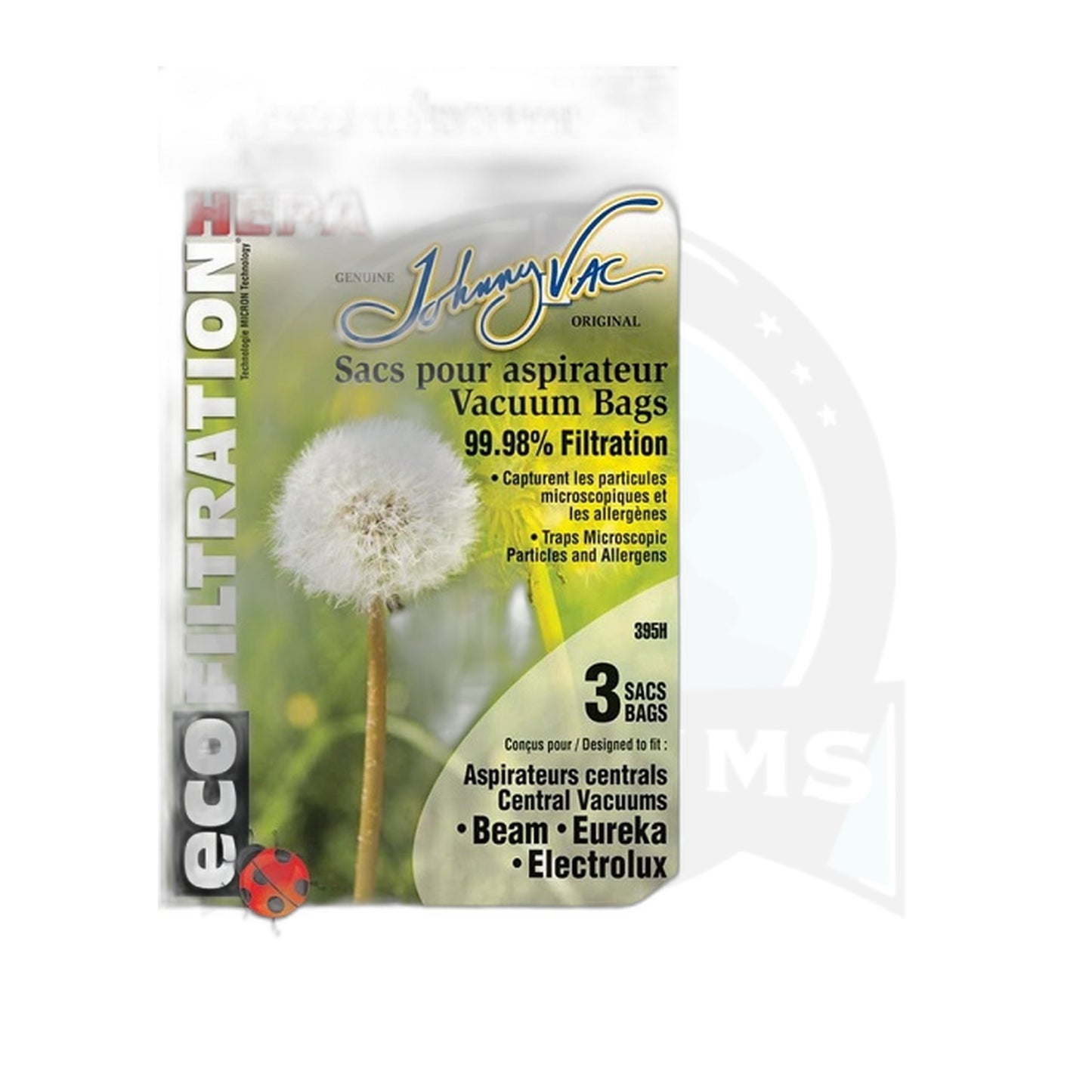 HEPA Central Vacuum Bags 3-Pack for Johnny Vac, Beam, Eureka & Electrolux