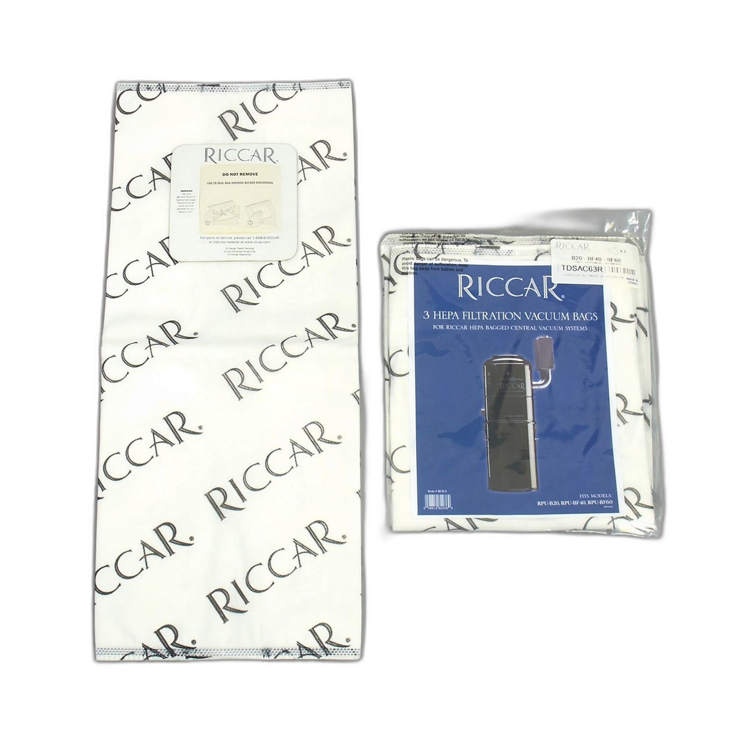 Riccar Genuine HEPA Media Central Vacuum Bags, 3-Pack