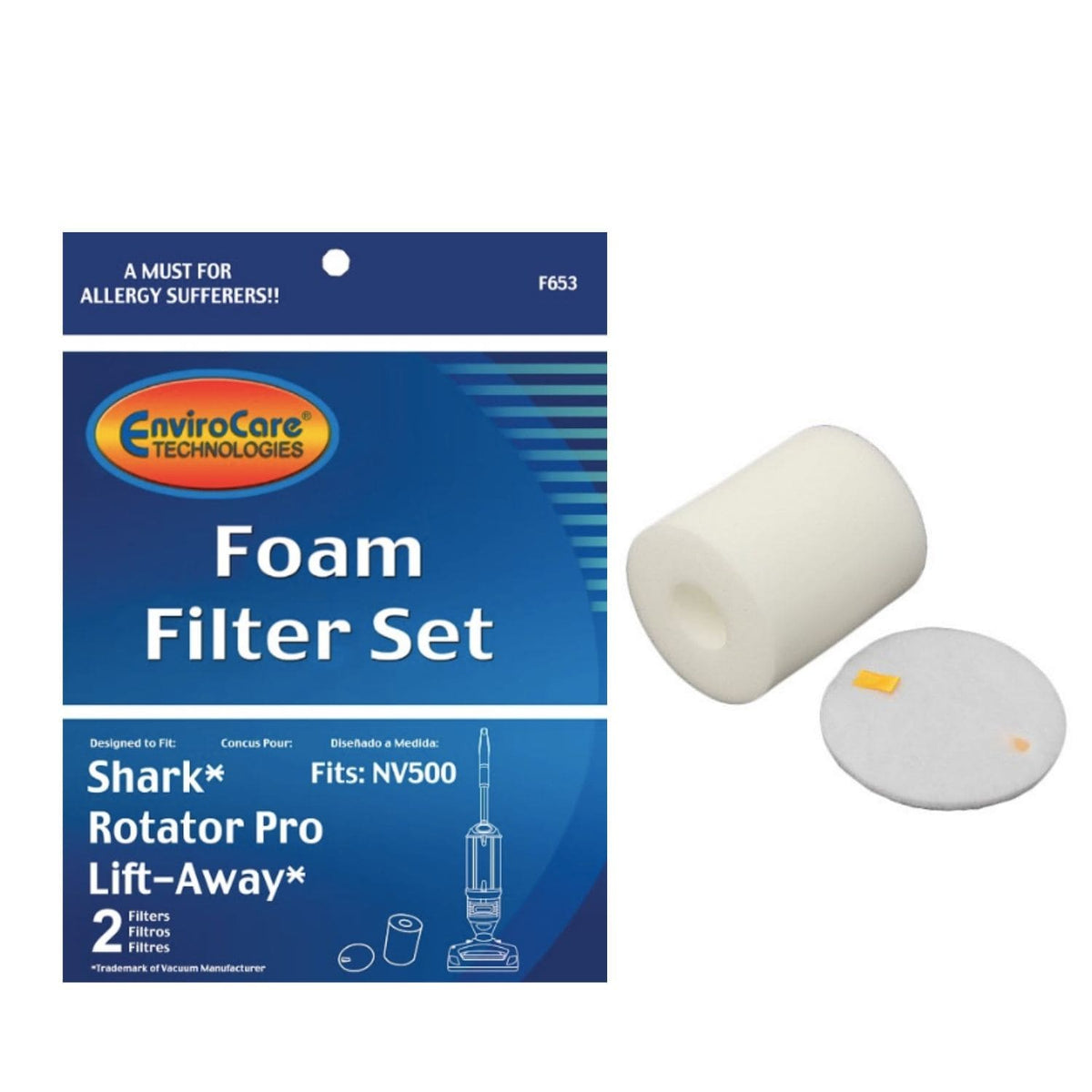EnviroCare F653 Shark NV500 Pre-Filter Set