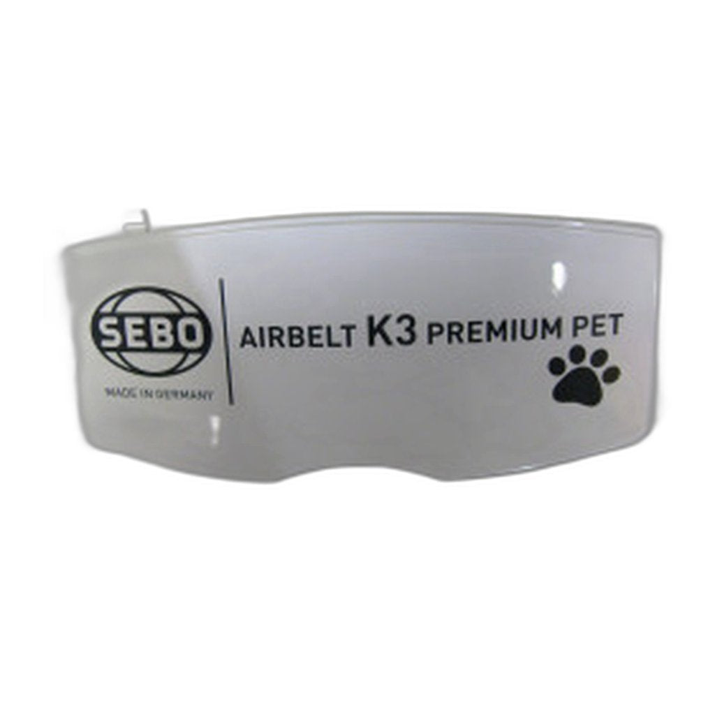 SEBO Exhaust Filter Cover for AIRBELT K3 — White with Dark Gray Print