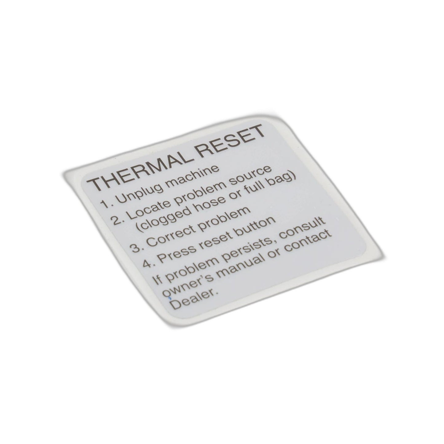 Riccar Thermal Reset Label, Flexcon No. 22830