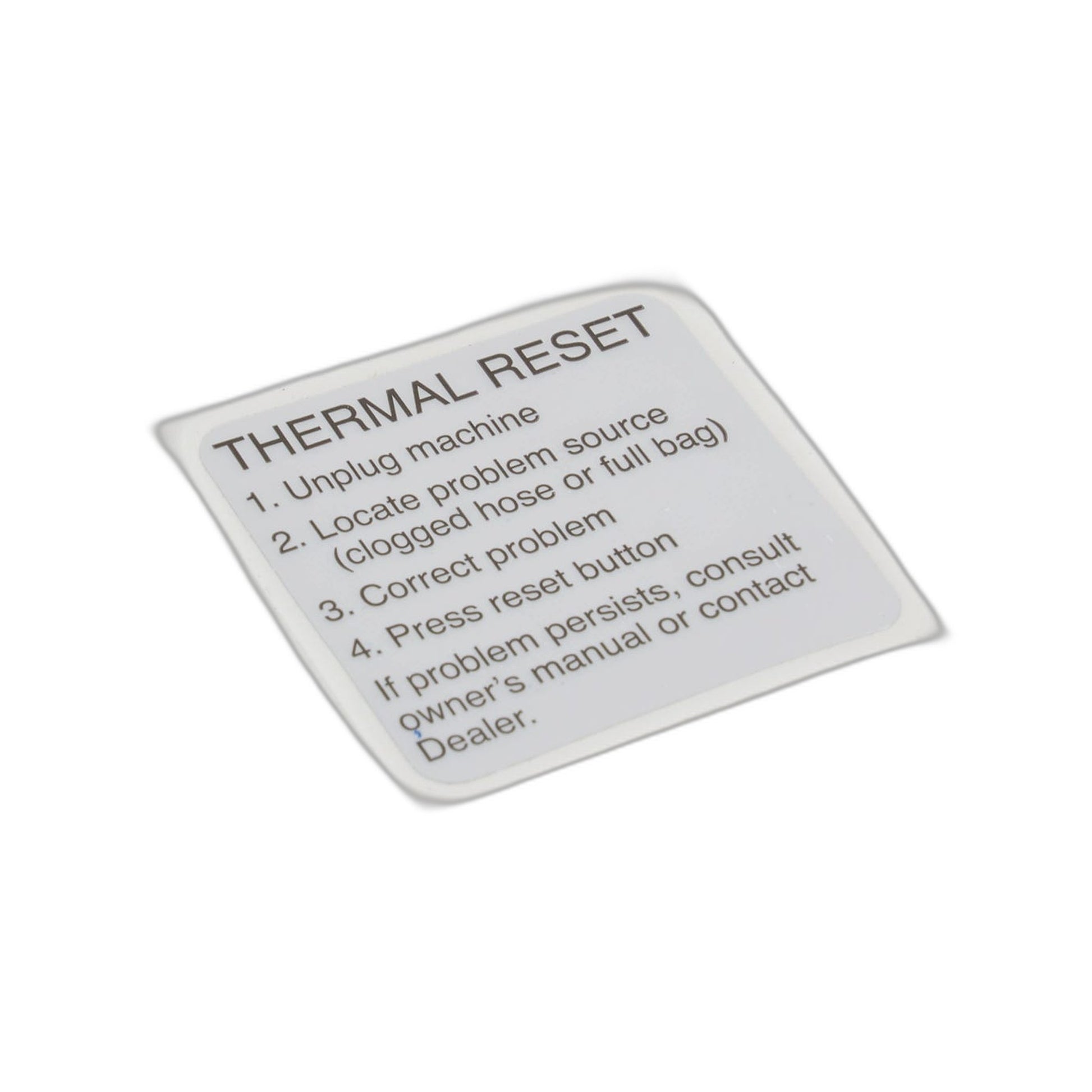 Riccar Thermal Reset Label, Flexcon No. 22830