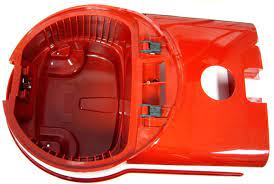 Top Casing, for D4 (red), with filter bag spring (8140ER), cover axle set (6750ER), and cover hinges with axles (8052ER)