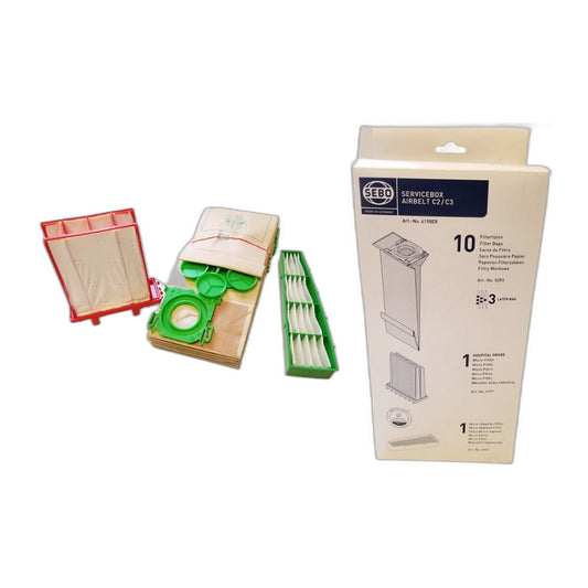 SEBO Service Box C — 10 Paper Filter Bags, Microfilter and Exhaust Filter