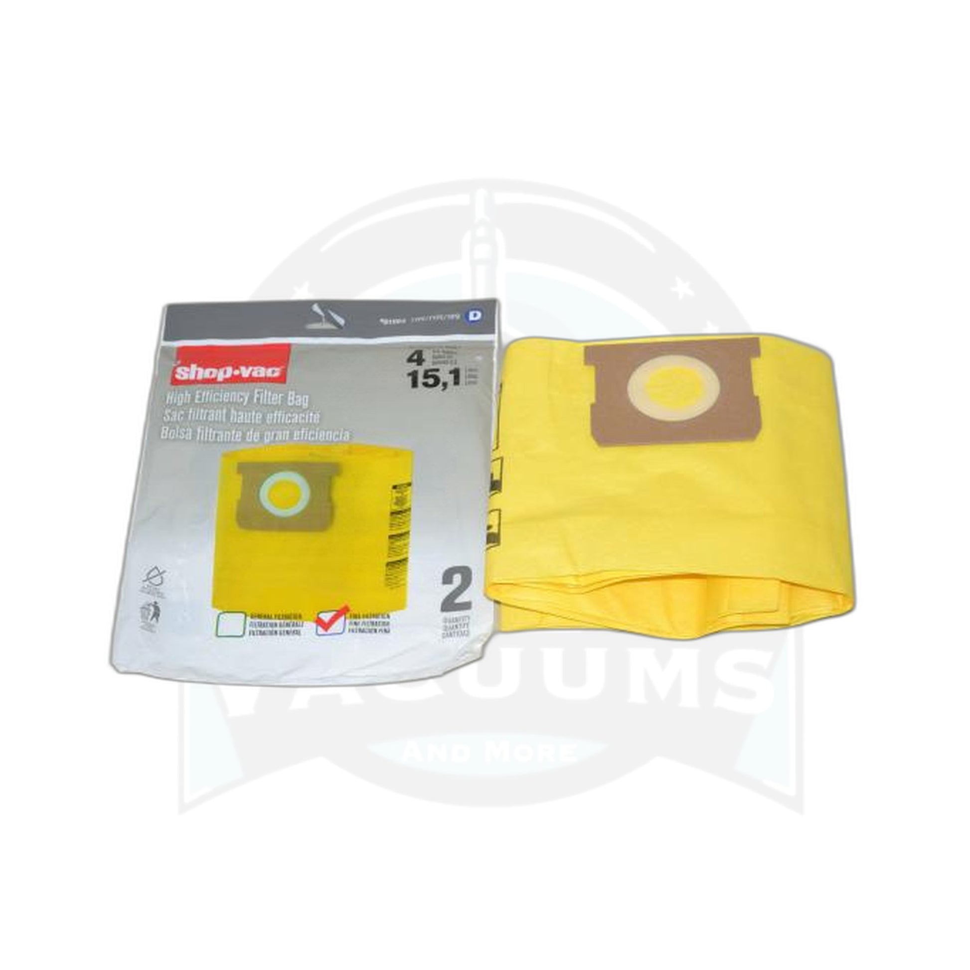 Type D Wet/Dry Paper Bags - Shop-Vac, 4-Gallon, 2-Pack - Shop-Vac