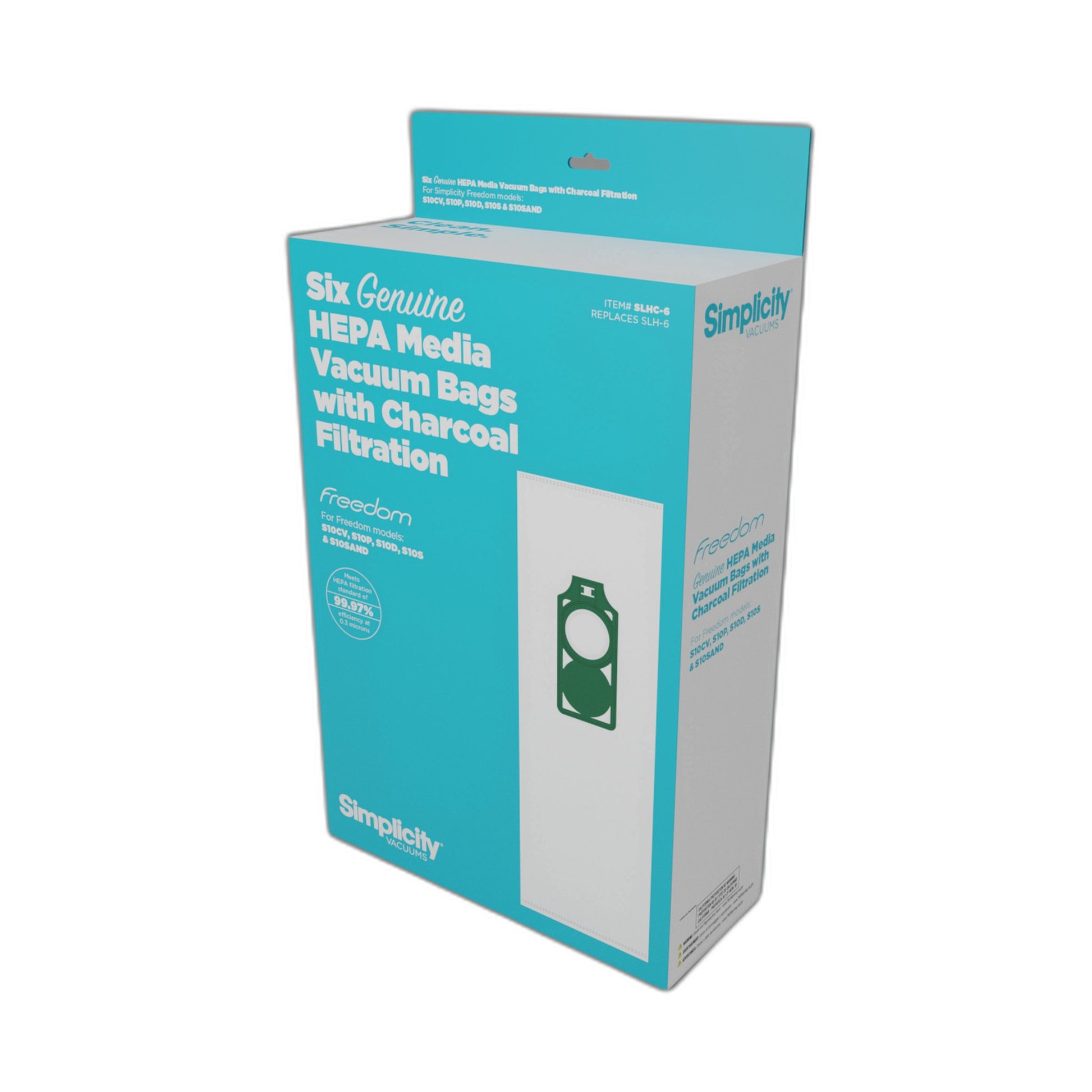 Simplicity S10 Series Charcoal-Lined HEPA Media Bags, 6-Pack
