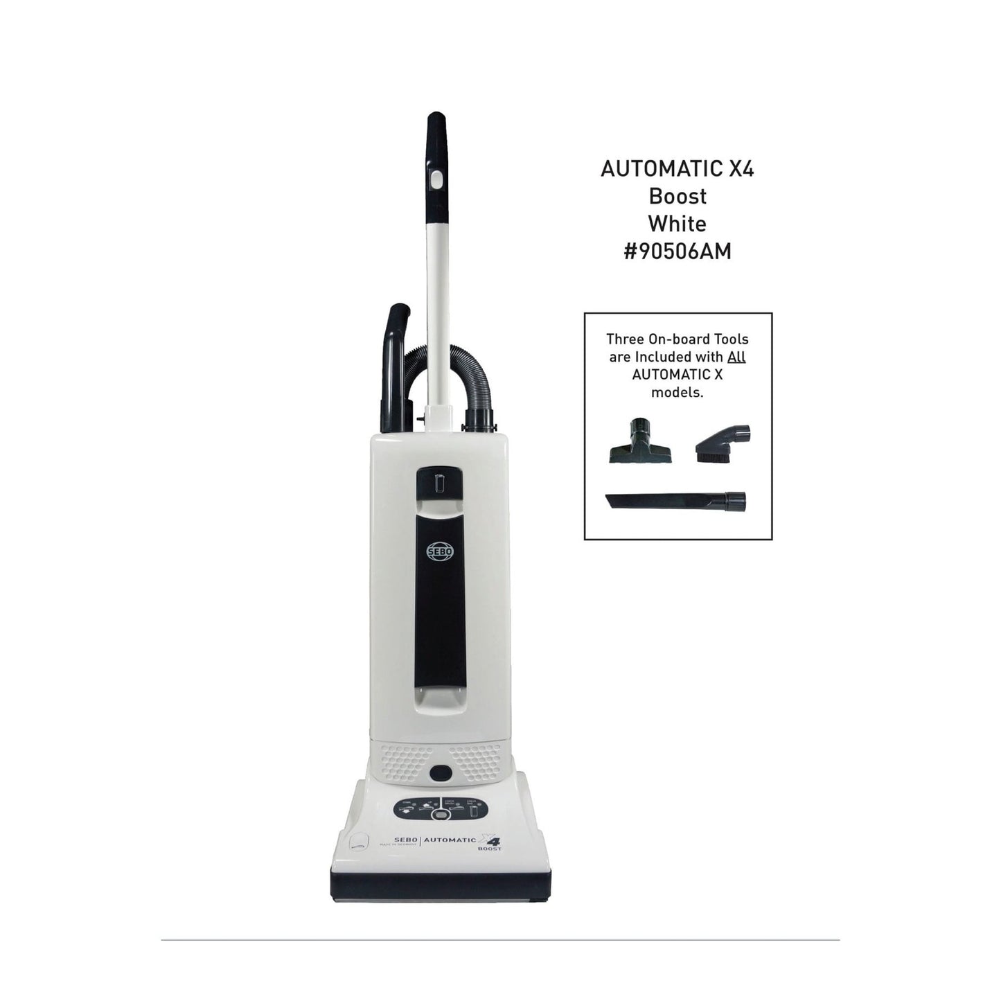 SEBO AUTOMATIC X4 Bagged Upright Vacuum with Two Packs of Bags, White