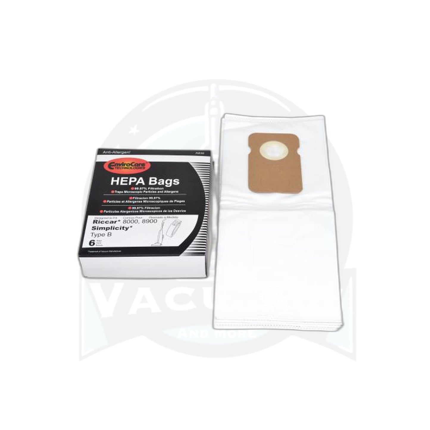 Riccar/Simplicity Allergen Upright Paper Bags 6-Pack (7000-8000 Series) - Riccar