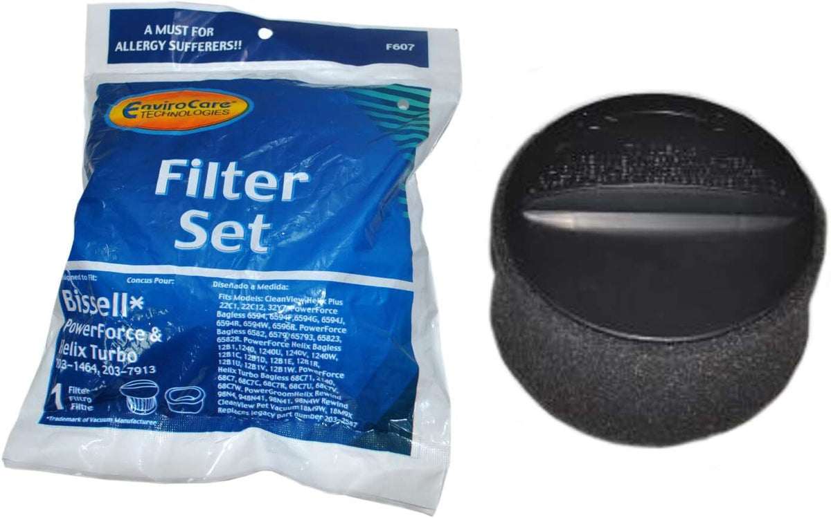 EnviroCare F607 Bissell Helix Inner and Outer Filter Set