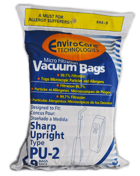 EnviroCare 844-9 Sharp Type PU-2 Paper Bags, 9-Pack