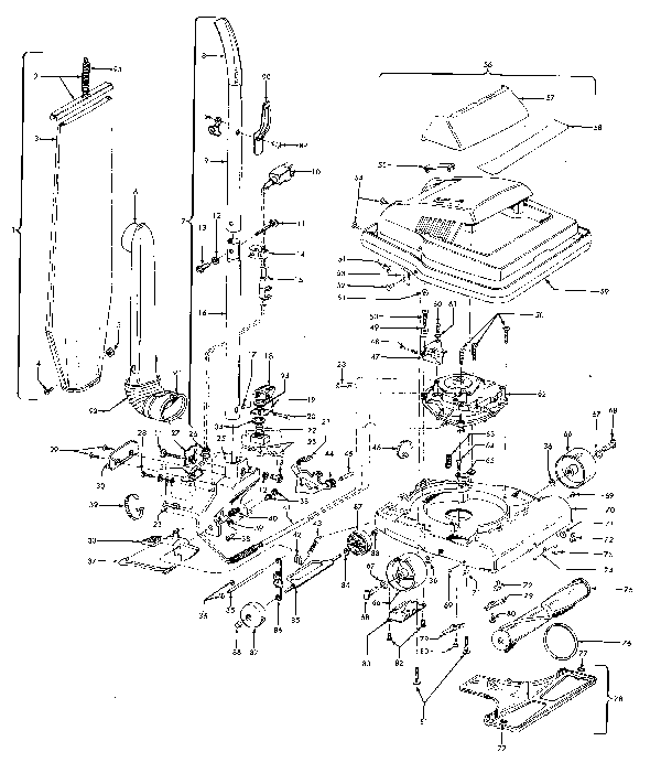 Hoover C1123 Commercial Vacuum exploded parts diagram