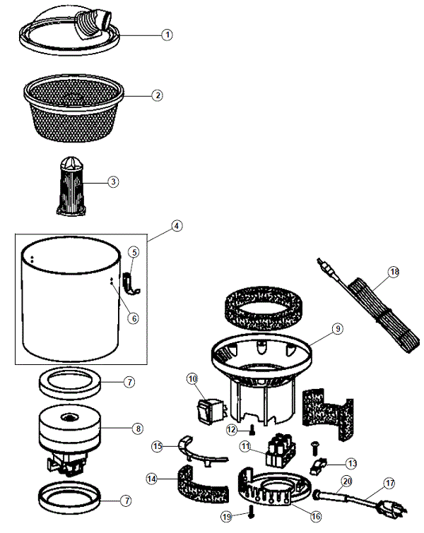 Hoover C2401 exploded parts diagram