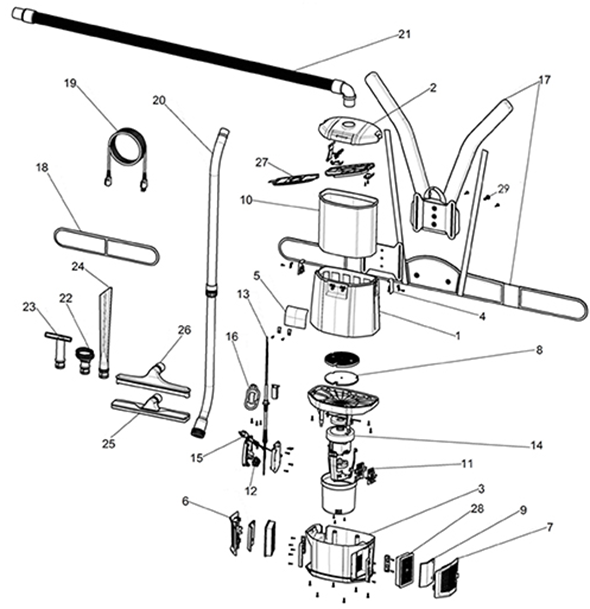 Hoover CH34006 Backpack exploded parts diagram