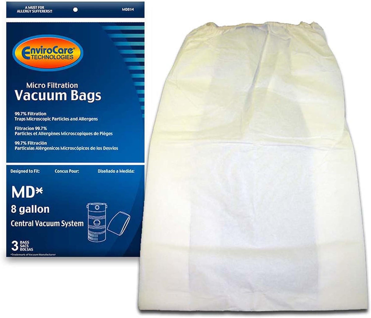 EnviroCare MD814 8-Gallon Central Vac Bags, 3 Pack