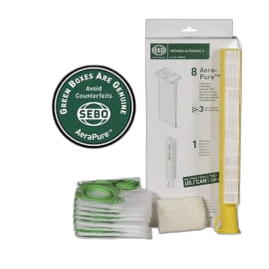 SEBO HEPA Service Box for AUTOMATIC X1, X2, X4 and X5 — 8 Bags, HEPA Microfilter and Exhaust Filter