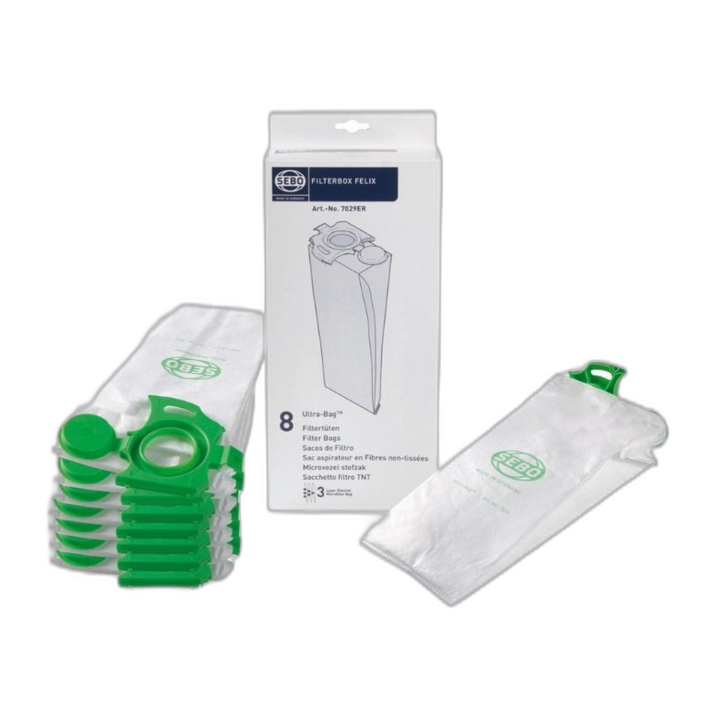 SEBO Original Cloth Filter Bags for FELIX and DART - 8 Pack