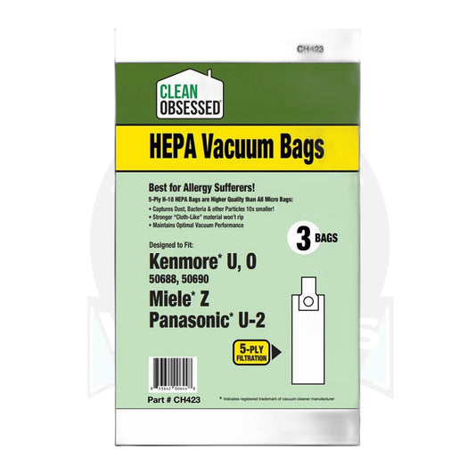 Kenmore Type U/O HEPA Filter Bags for 50688, 50690 (3-Pack)