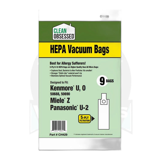 Kenmore Type U/O HEPA Filter Bags for 50688, 50690 (9-Pack)
