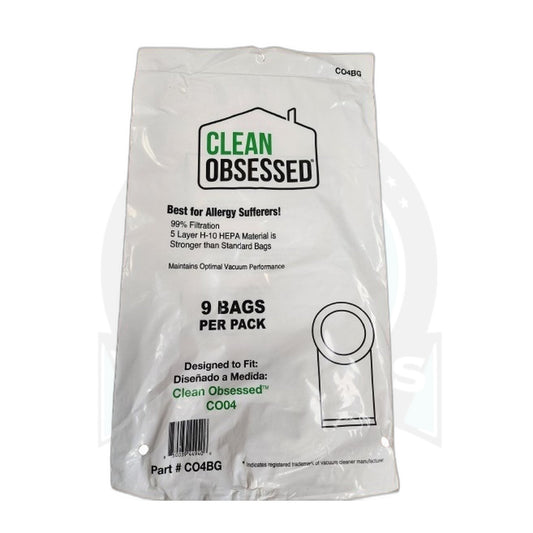 Clean Obsessed 4 Qt HEPA Backpack Paper Bags, Model CO4 (9-Pack)