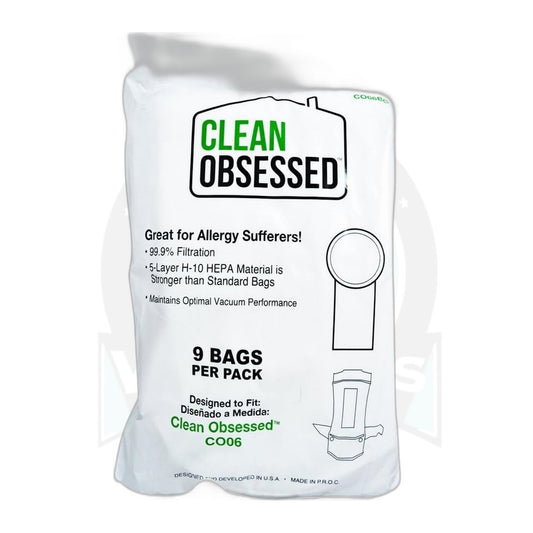 Clean Obsessed 6 Qt HEPA Backpack Bags, CO6/CO624/PB1006 (9-Pack)