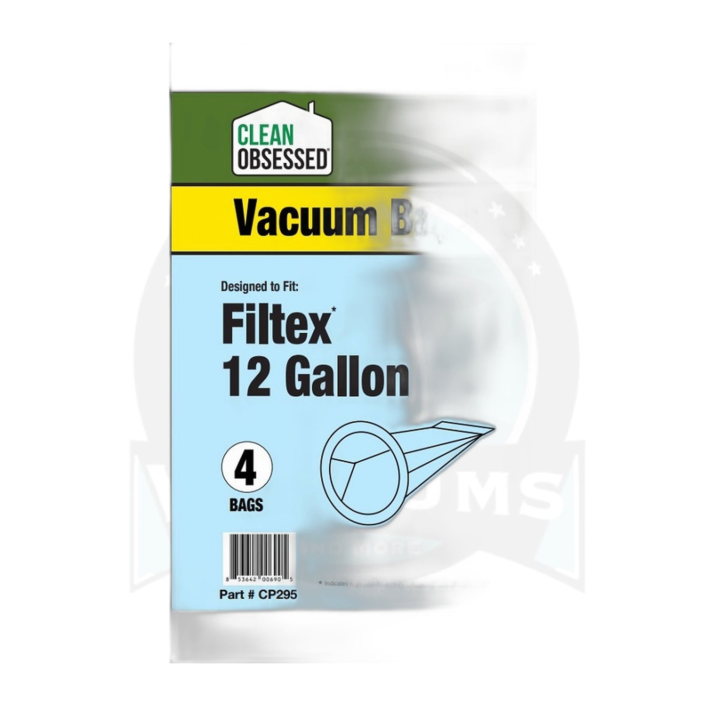 Clean Obsessed Filtex 12-Gallon Micro Paper Central Vac Bags, 4-Pack