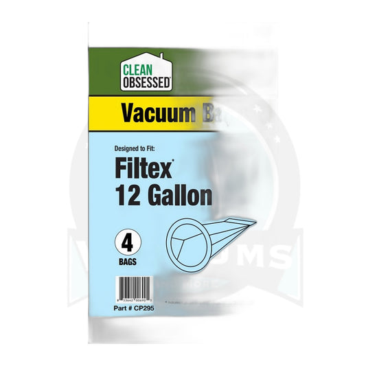 Clean Obsessed Filtex 12-Gallon Micro Paper Central Vac Bags, 4-Pack