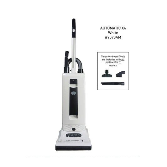 SEBO AUTOMATIC X4 Bagged Upright Vacuum with Two Packs of Bags, White
